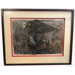 Engraving Henri Landier "pierre Mac Orlan" Parrot 