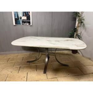 Borsani Design Oval Table Marble And Metal Dining Room Table 70s - 80s Vintage 