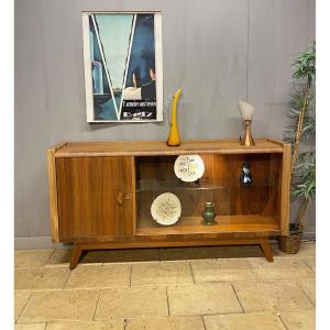 Mid-century Vintage Scandinavian Walnut Sideboard/display Cabinet