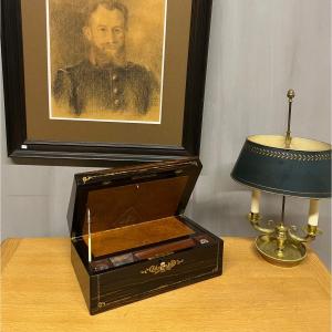 Macassar Ebony Travel Writing Case Inlaid With Mother-of-pearl