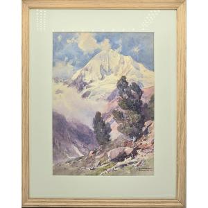Edward Harrison Compton – View Of The Ortler (south Tyrol) – Watercolor