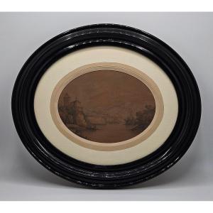 Alfred De Courville (1816-1875) – Duingt Castle, Lake Annecy – Graphite Drawing X