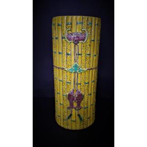Chinese Vase In Faux Bamboo Late 19th Century