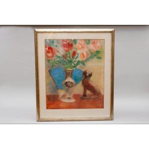 Fauvist Watercolor, Still Life With Flowers, Ferdinand Schirren (antwerp 1872 - Brussels 1944)