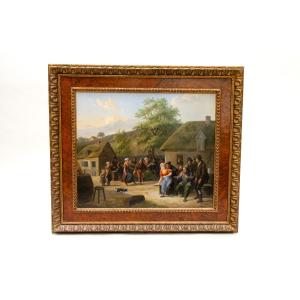 "village Festival" By Constantin Fidèle Coene (1779-1841), Oil On Panel, Flemish School