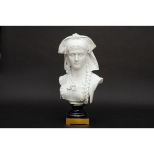 “alsatian” Biscuit Bust In The Sèvres Style, Laporte In Limoges