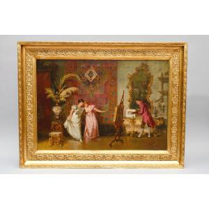 "after The Session", Oil On Canvas Signed A. Monti