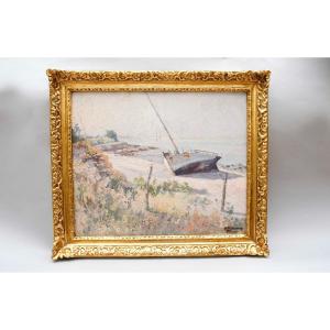 Oil On Cardboard "fouras" View Of The Island Of Oléon, By Dufrenoy Georges