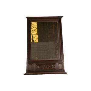 Large Mirror In Solid Oak And Beveled Glass By André Le Picard 1950