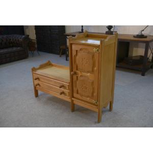 Oak Entrance Cabinet By Guillerme And Chambron 1960