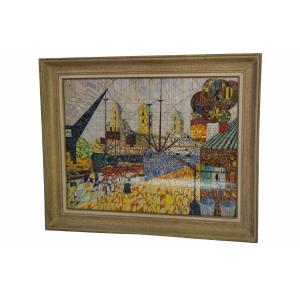 Cubist Style Painting Signed Yus 1960s