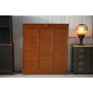 Wooden Notary Cabinet With Shutter From The Brand "au Vieux Chêne" 1950s