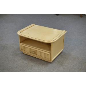 Small White Bedside Table Maugrion "le Rattin Prestige" 1970s