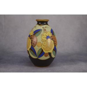 Keramis Art Deco Ceramic Vase Signed Vittorio Bonuzzi Model D1854 No. 975 - 1920s