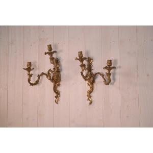 Pair Of Bronze Sconces, Mid-18th Century