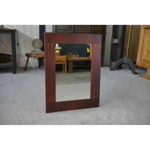 1950s Modernist Mahogany Veneer Mirror
