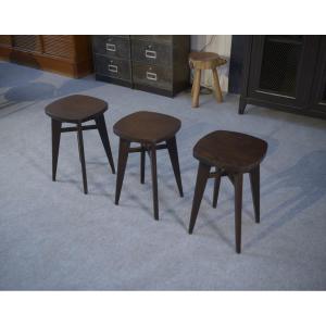 Beech Design Stools Attributed To Louis Gamet 1950s