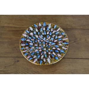 Colorful Enameled Metal Centerpiece 1970