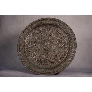 Antique Cast Iron Wall Plate With Bronze Patina - 19th Century 