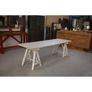 1950s White Patina Pine Table