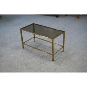 1950s Brass And Smoked Glass Coffee Table
