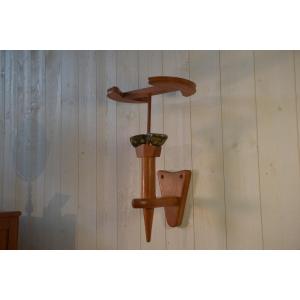 Solid Oak Wall Light By Guillerme Et Chambron And Ceramic By Danikowski 1950