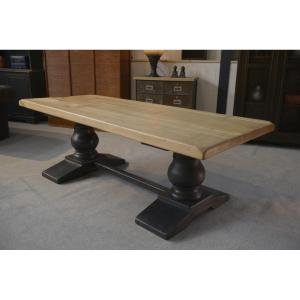 Antique Monastery Table In Solid Oak, Dovetail Joint, 20th Century