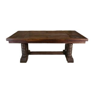 Large Solid Oak Table By Joseph Savina 1950