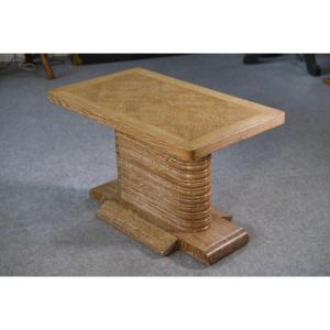 Solid Oak Side Table Attributed To Gaston Poisson 1960s