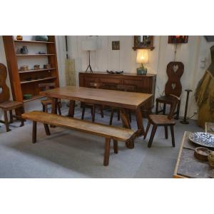 Brutalist Table Set With Bench