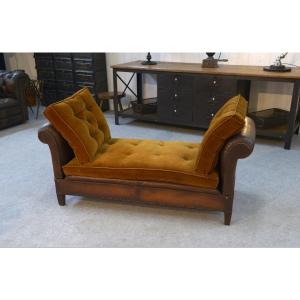 Studded Leather Bench Circa 1920