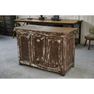 Old Solid Oak Counter With Patina From The 1950s