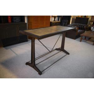 Industrial Console With Oak Top