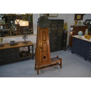 Guillerme Et Chambron Standing Clock With Earthenware Decoration By Danikowski 1950s