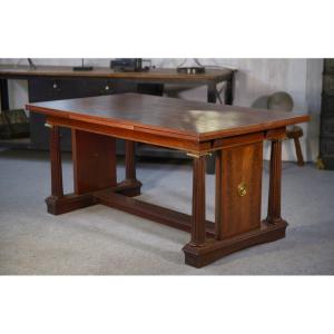Art Deco Table With Solid Mahogany Column, 1920s