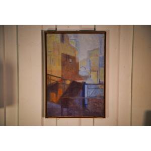 Abstract Painting "venice" By Monique Breton-prouté, Known As Pehem