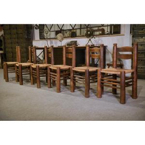 Set Of 6 Chairs Attributed To Charles Dudouyt, 1950s