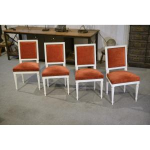 Set Of 4 Louis XVI Style Chairs, 1970s