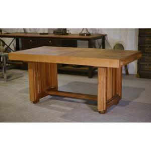Oak Table By Charles Dudouyt, 1940s