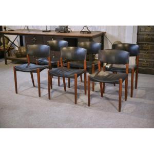 Set Of 6 Ejner Larsen And A. Bender Madsen Chairs For Willy Beck Scandinavian Design