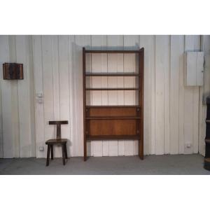 Modernist Solid Elm Shelf By Pierre Chapo, Produced By The Seltz Factory, 1950s