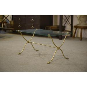 Neoclassical Coffee Table Attributed To Maison Jansen, Swan Neck Base, 1940s