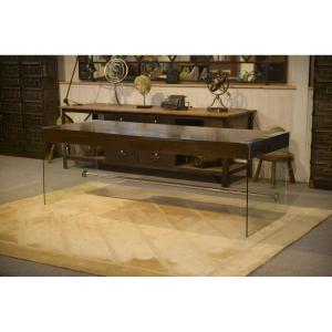 1980s Designer Desk Made Of Melamine, Tempered Glass, And Chrome