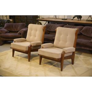 Pair Of Armchairs By Guillerme Et Chambron For 