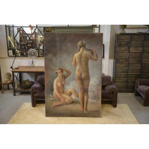 Oil On Canvas By Marguerite Crissay 19th Century