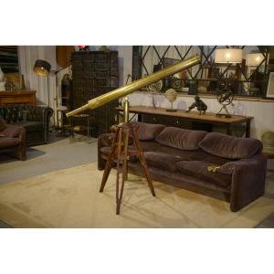 Antique Brass And Mahogany Telescope/astronomy Telescope 1930's