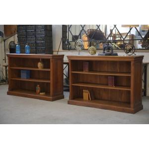 Pair Of Solid Oak Bookcases 1920's