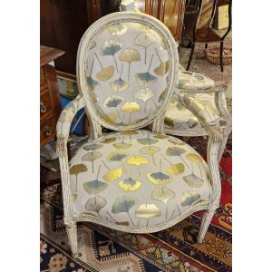 Pair Of Louis XVI Period Medallion Armchairs