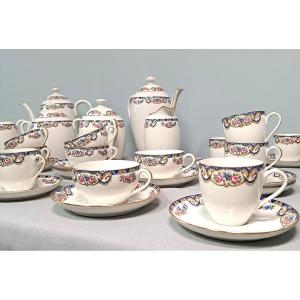 28 Piece Coffee Service Maison Salmon Limoges Porcelain