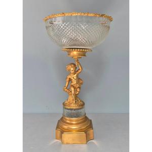 Gilt Bronze And Cut Crystal Centerpiece.